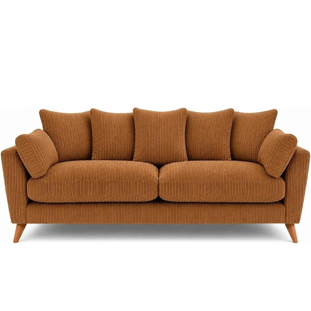 Bliss Furniture Harlow Jumbo Cord 3 Seater Sofa, Modern Tailored Design in Beige in Tan