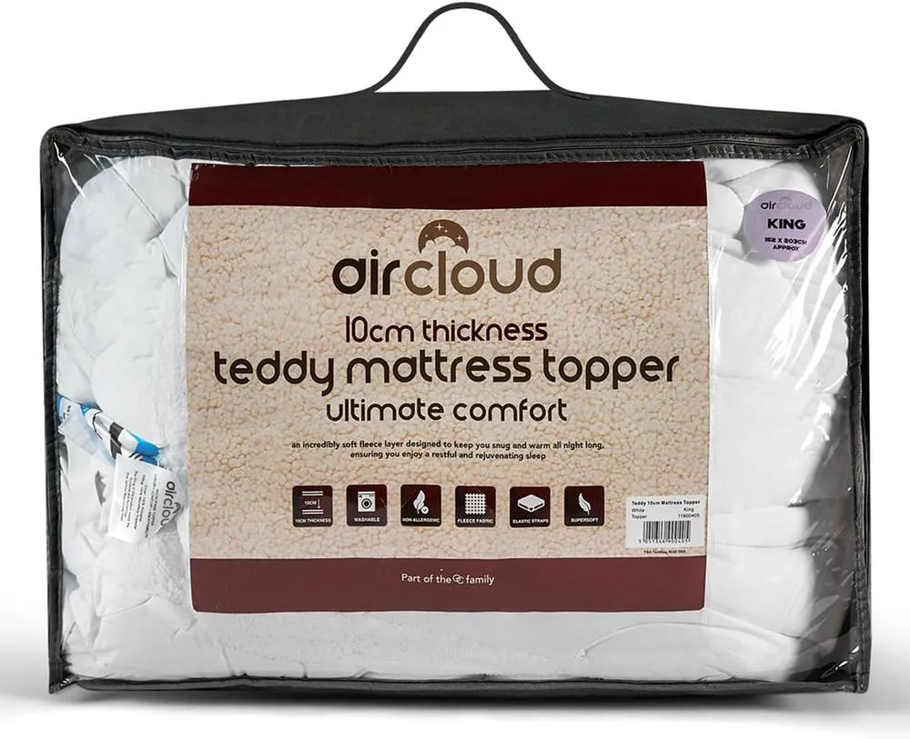GAVENO CAVAILIA 10CM Teddy Mattress Topper in White