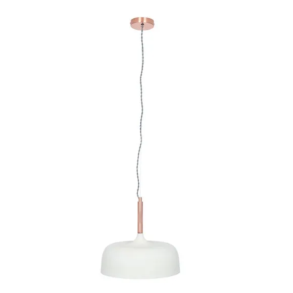 Matt Cream Domed Metal Pendant, Cream 2