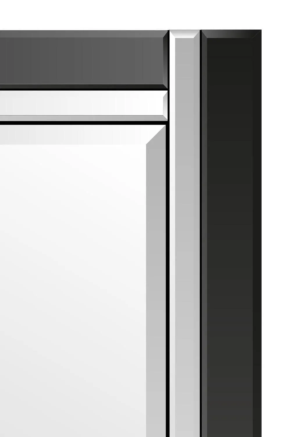 MirrorOutlet 'Aston' Black Double Bevelled All Glass Wall Mirror 70 x 100cm 3