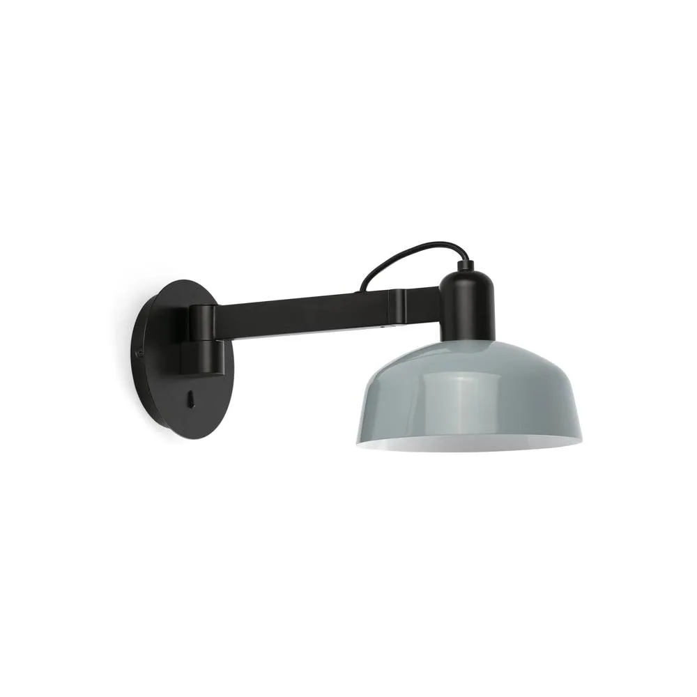 Netlighting Tatawin Arm Dome Wall Lamp Black Gloss Grayish Blue 1x E27