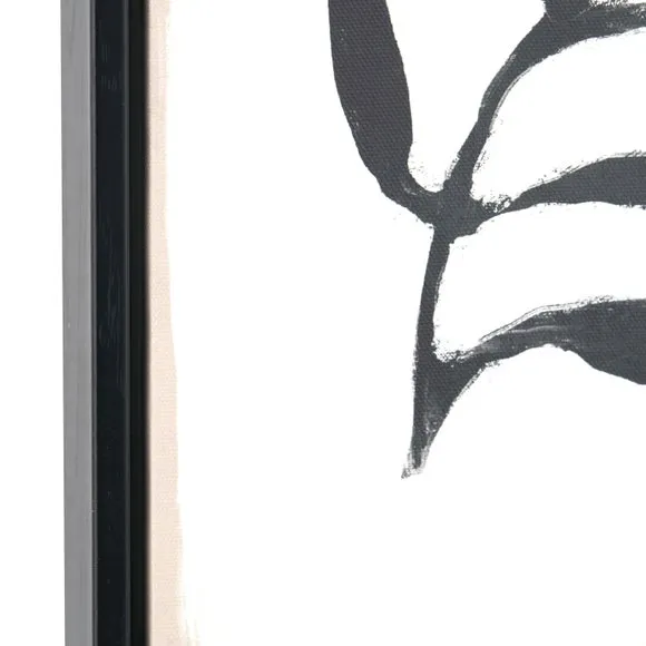 Set of 2 Black Leaf Print Framed Canvases 4