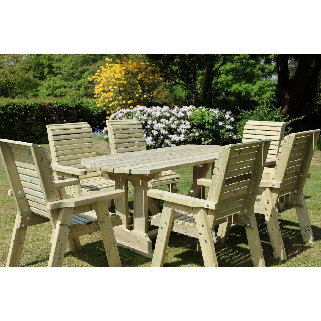 Churnet Valley Garden Furniture Ltd Ergo Dining Table Set with 6 Chairs - Minimal Assembly Required in Brown 3