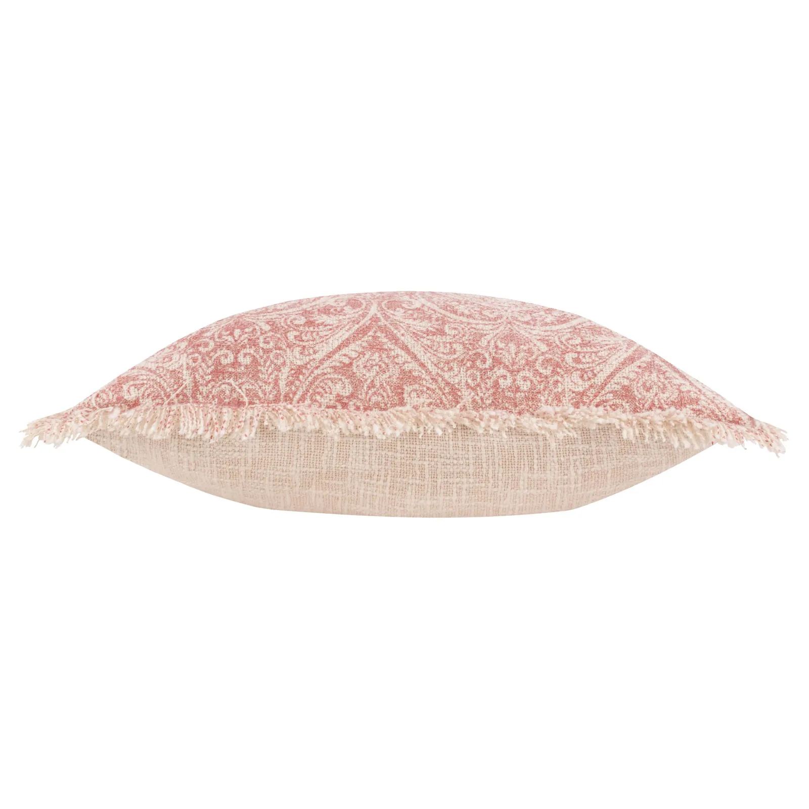 Paoletti Durelle 100% Cotton Paisley Fringed Cushion in Pale Pink 4