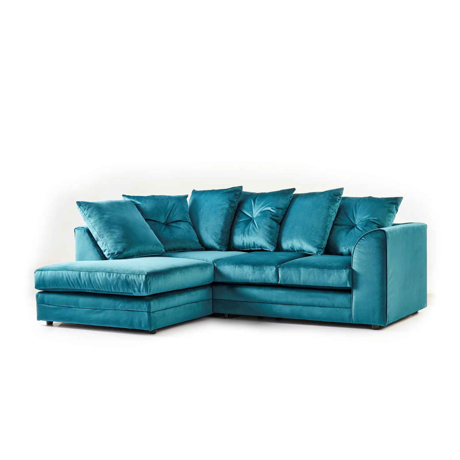 Blake Left Hand Velvet Corner Sofa Blue
