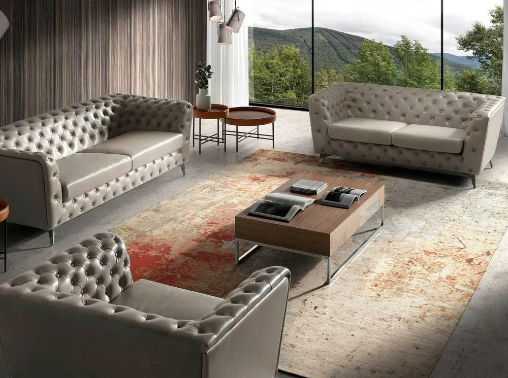 Angel Cerda Walnut Veneer Rectangular Coffee Table with Chrome in Brown 4