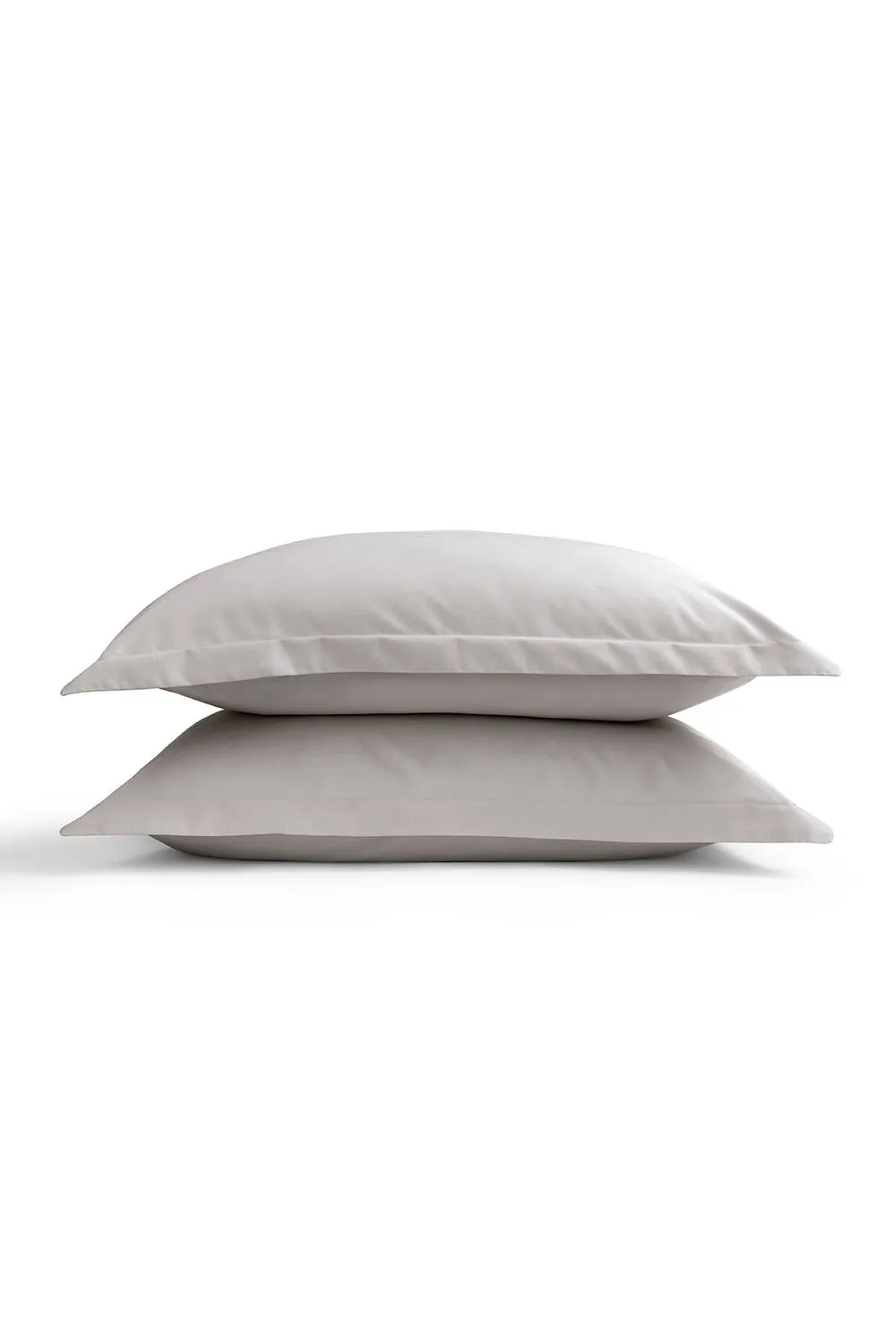 CHRISTY 400TC Luxury Cotton Sateen Plain Dye Oxford Pillowcases Pair in Pale Grey 1