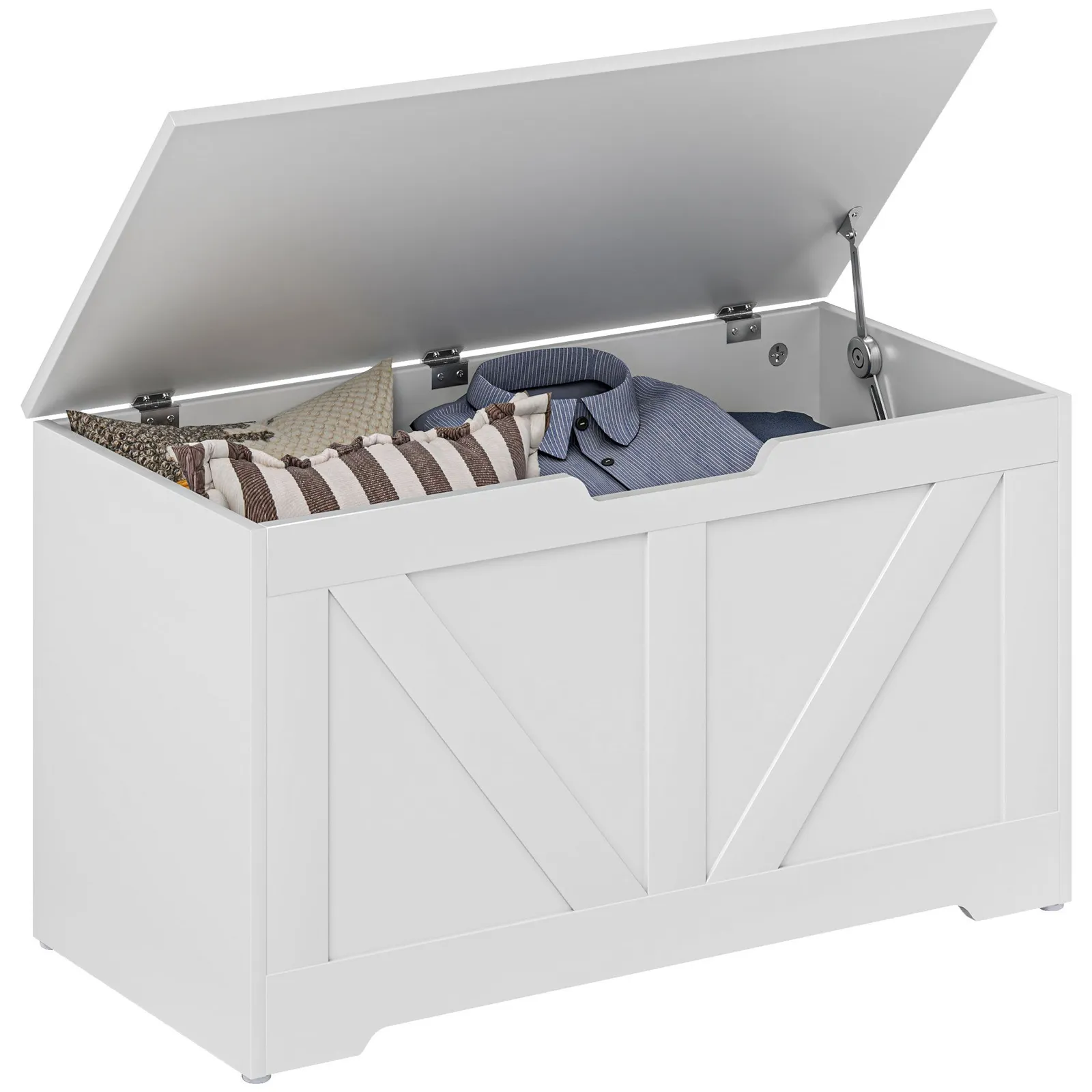 HOMCOM Storage Trunk for Living Room, with Safety Hinges, 80cm in White 2