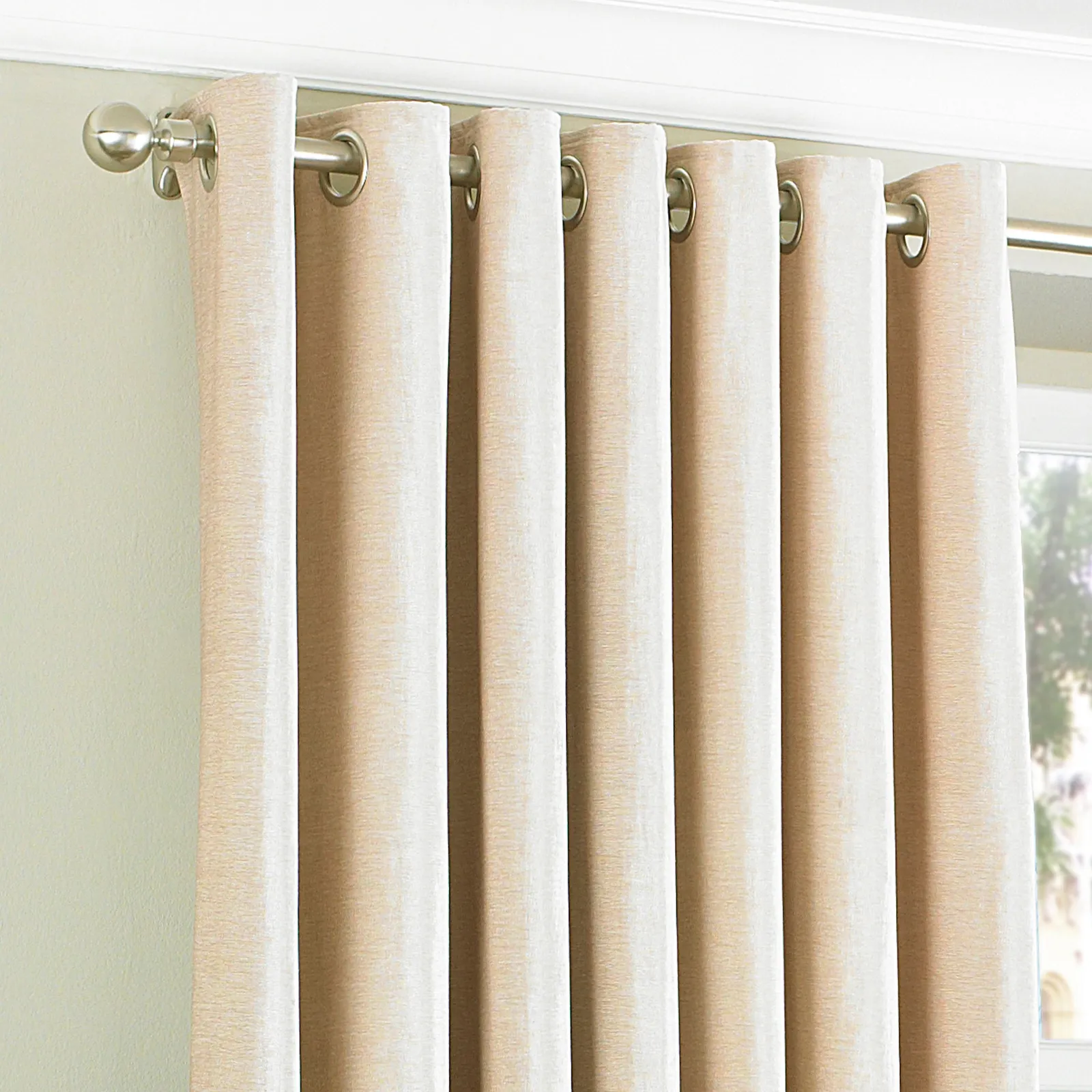 Paoletti Wellesley Eyelet Curtains in Natural 2