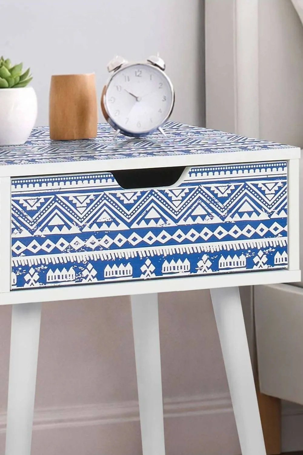 Birlea Pair Santorini 1 Drawer Bedside Cabinet Chest Table Shabby Chic Blue 2