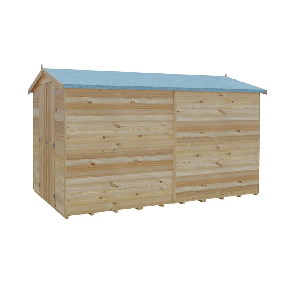 Shires Overlap 10 x 6 Dip Treated Apex Shed Double Door No windows in Brown 5