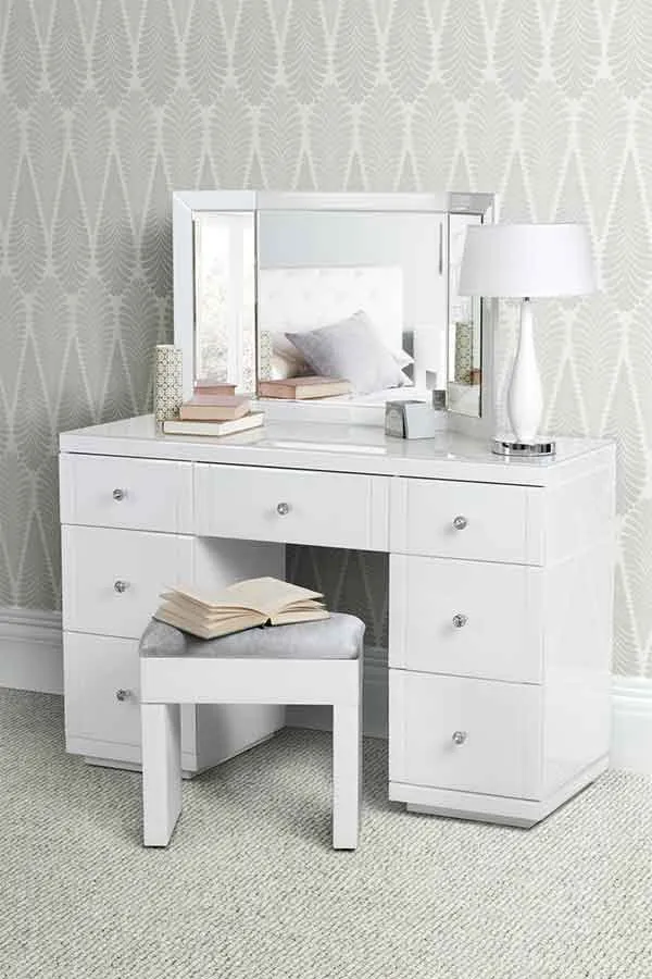 VALERIA White glass  Dressing  Table