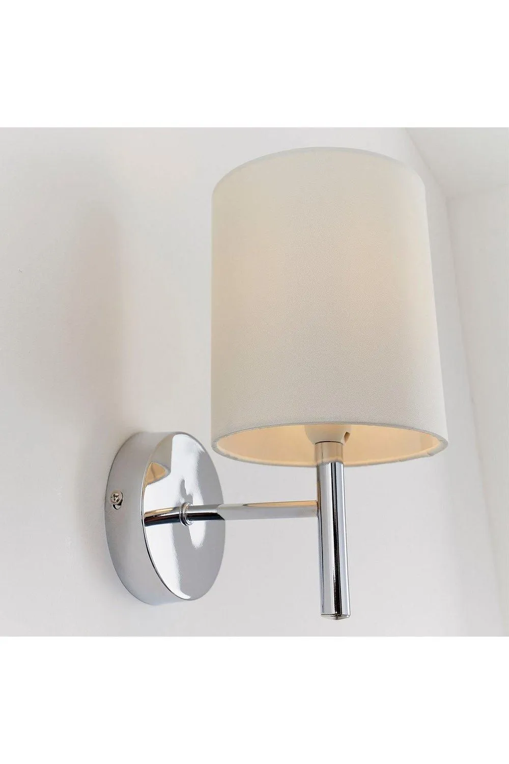 Netlighting Brio 1 Light Indoor Wall Light Chrome Off-White Faux Silk E14 in Grey 2