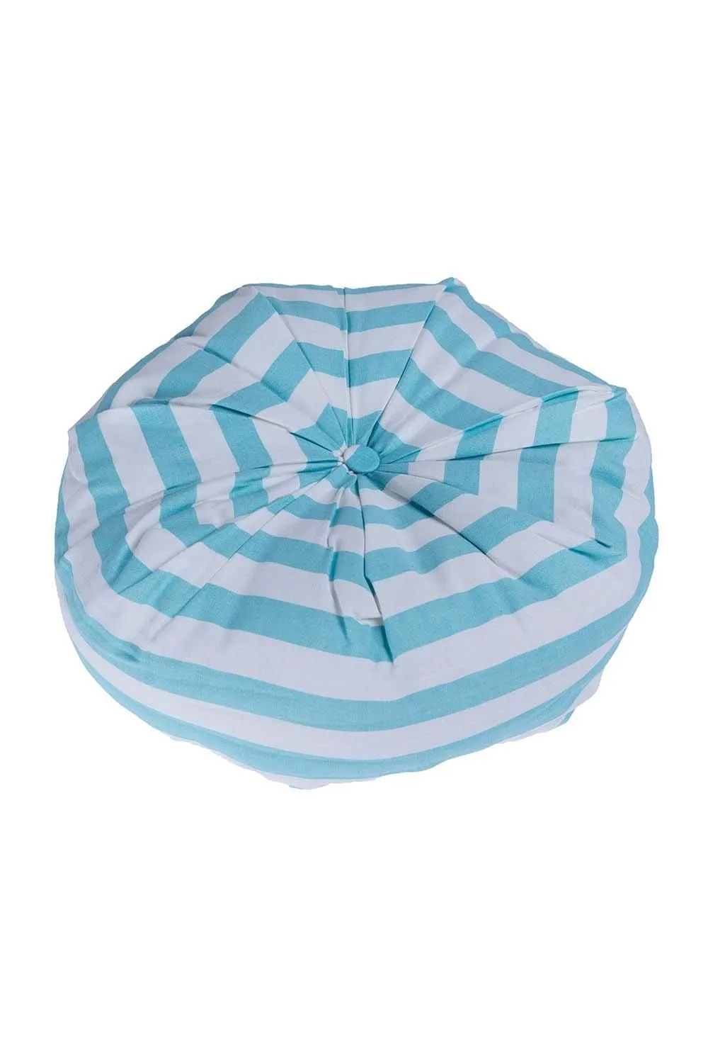 Homescapes Stripe Pleated Round Floor Cushion in Blue 3