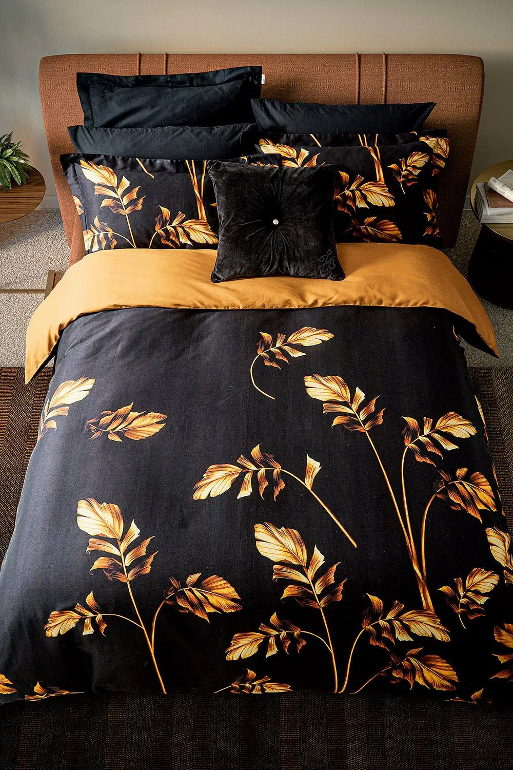 Ted Baker 'Gilded Floral' Cotton Duvet Cover Set in Black