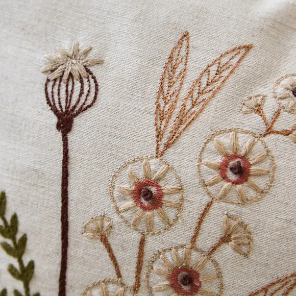 Embroidered Harvest Cotton Rectangle Cushion 2