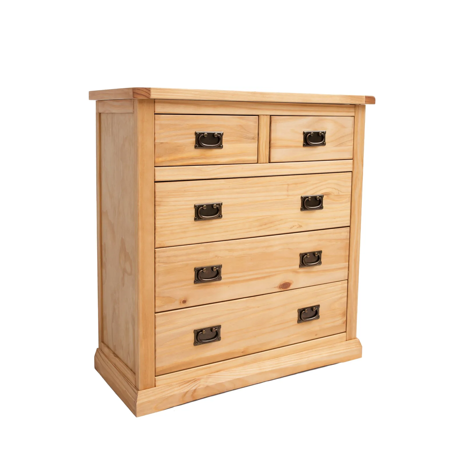 Cabinet Bits Lucca 5 Drawer Chest of Drawers Bras Drop Handle in Light Brown