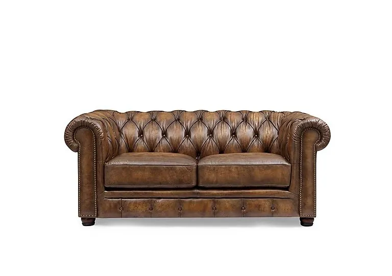 Shackleton 2 Seater Leather Chesterfield Sofa - Saddle