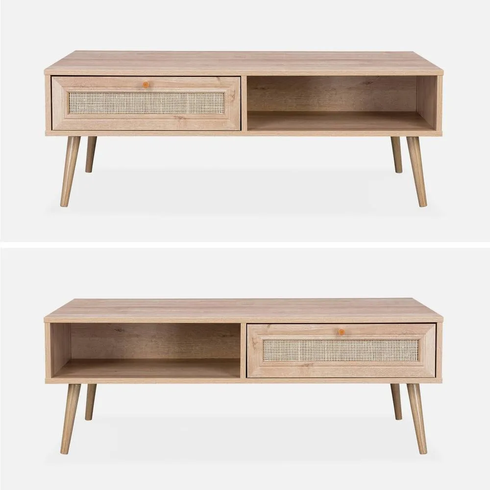 sweeek Coffee table with wood & cane effect in Beige 5