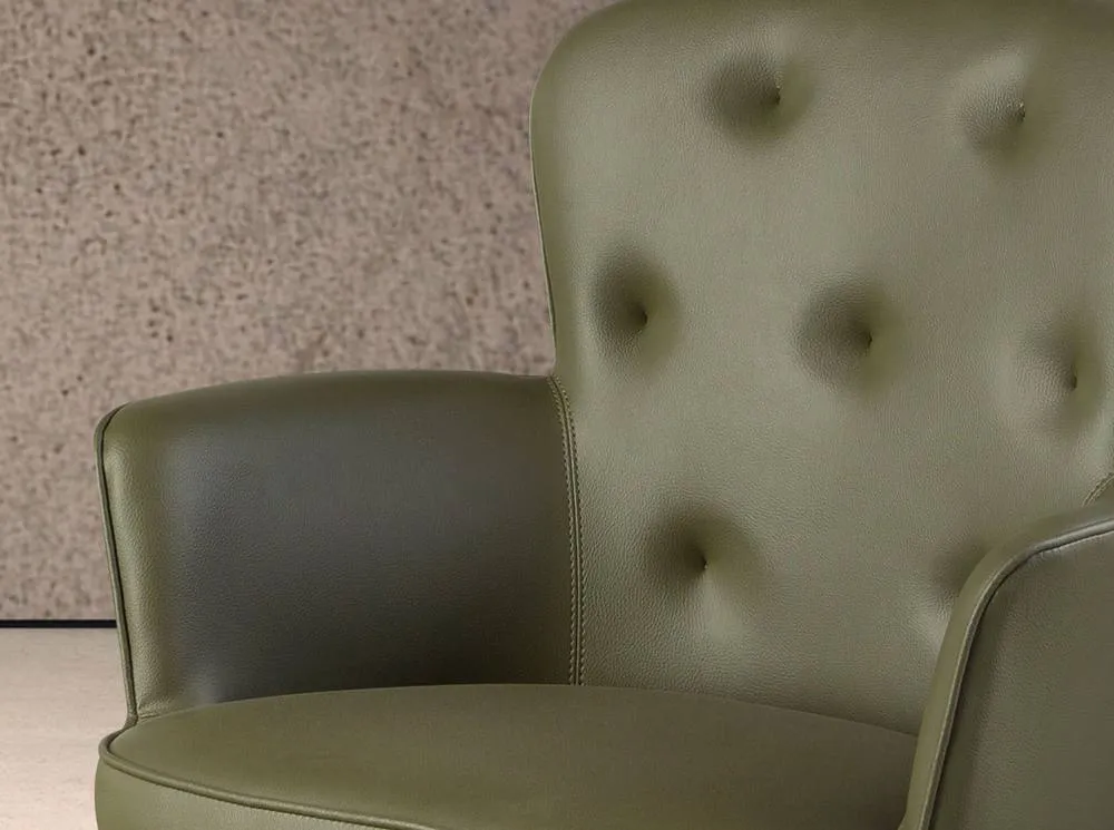 Angel Cerda Dark Green Leatherette Swivel Dining Chair - Capitonn 5