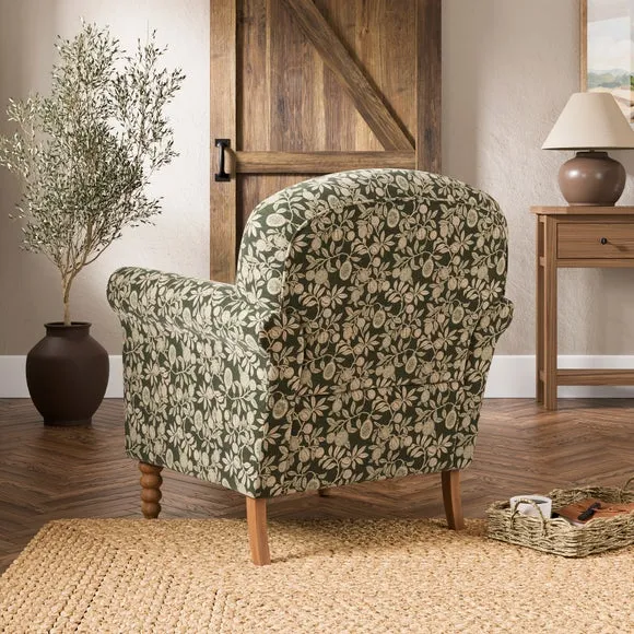 Enya Vintage Pod Print Scroll Armchair 2