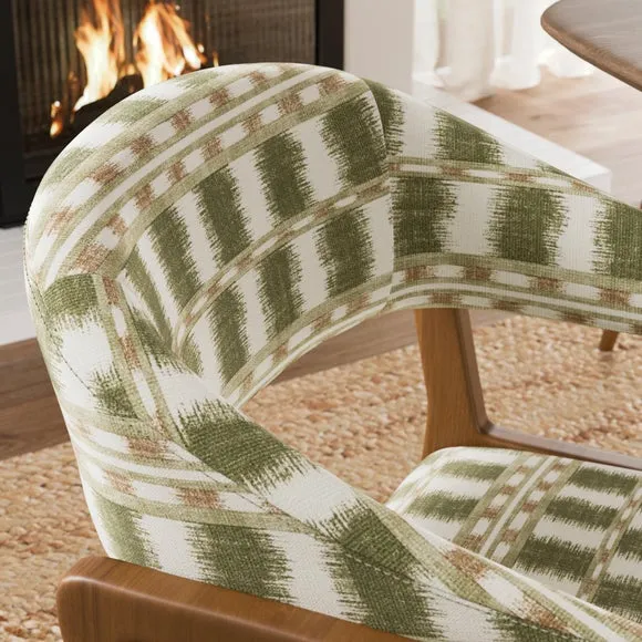 Hugh Carver Dark Stained Dining Chair, Striped Fabric 3
