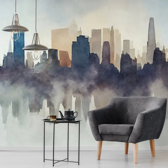 Abstract Cityscape Wall Mural