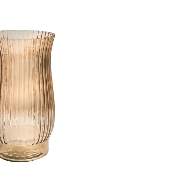 Ivyline Airlie Ribbed Vase Apricot H27cm W14.5cm, Orange 2