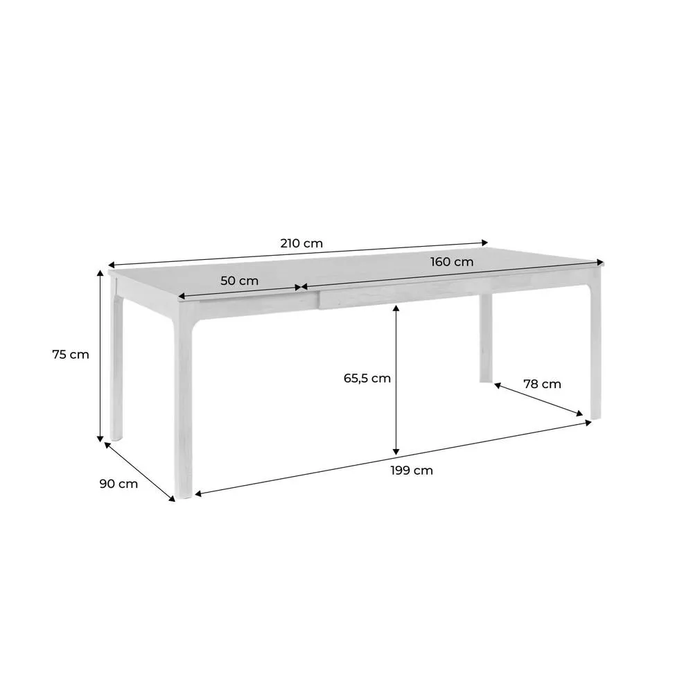 sweeek Dining table rectangular extendable with rubberwood & oak veneer in Beige 5
