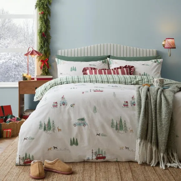 Wylder Christmas Tree Lane 100% Cotton Duvet Cover & Pillowcase Set