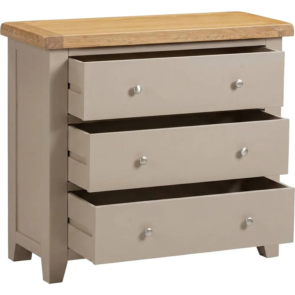 Seconique Windsor 3 Drawer Chest (Fully Assembled) - Putty/Oak in Beige 4