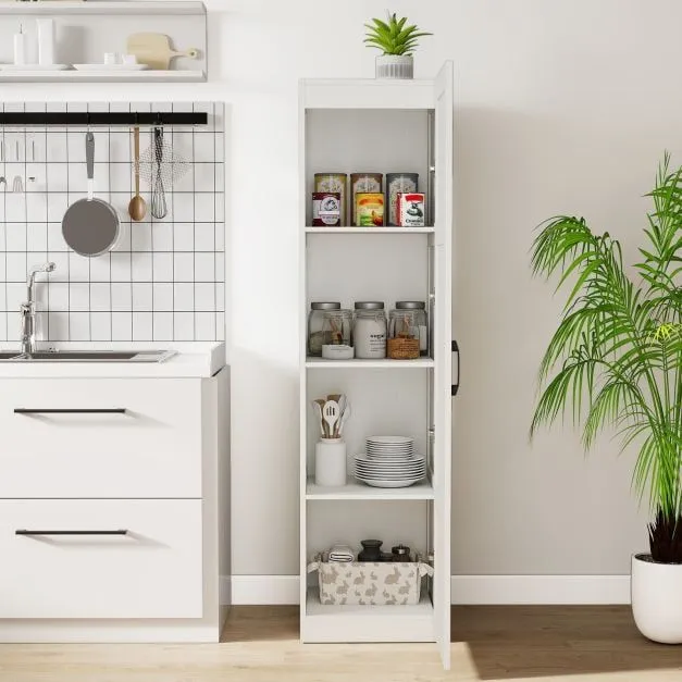 Costway 150 cm Tall Storage Cabinet 4-Tier Freestanding Floor Cabinet in White 2