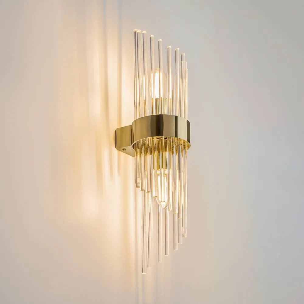 Netlighting Frame Modern Up & Down Wall Lamp Gold 2xE14 Glass Shade 2