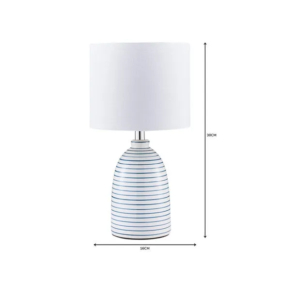 Tenby Ceramic White and Blue Table Lamp 6