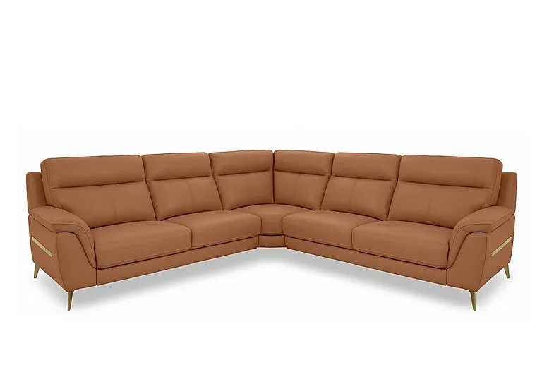 Eclipse Large Leather Corner Sofa - Pecan