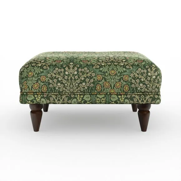 Jolene William Morris Blackthorn Print Velvet Footstool 5