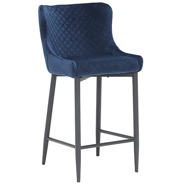 Rivington Fabric Counter Stool  Dark Blue