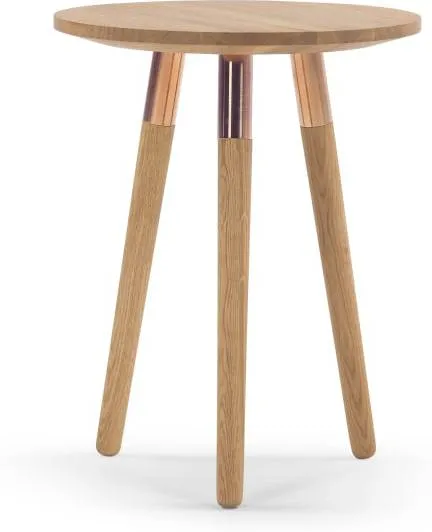 Range Side Table, Solid Oak and Copper