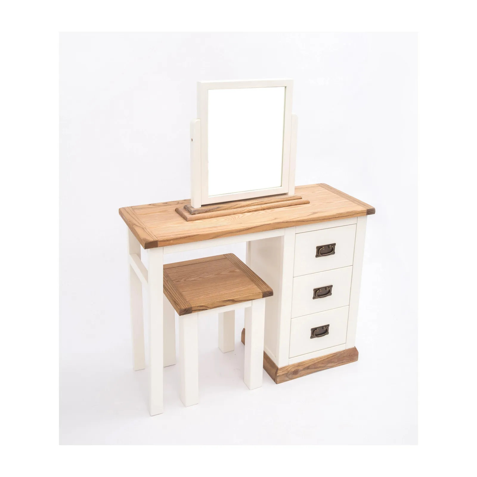 Cabinet Bits Tropea 3 Drawer Dressing Table Set Brass Drop Handle in Off-White 3