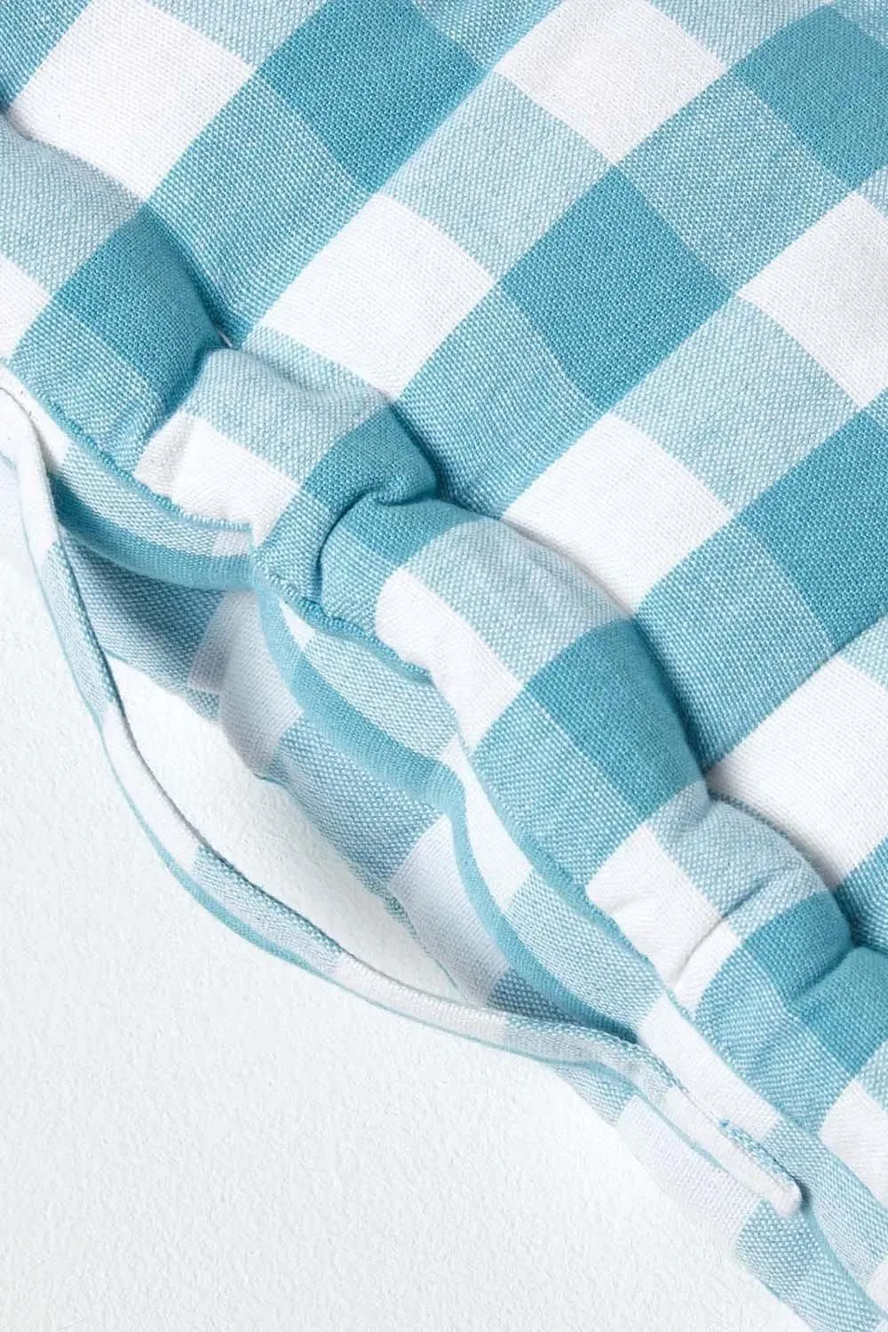 Homescapes Block Check Cotton Gingham Floor Cushion in Blue 4
