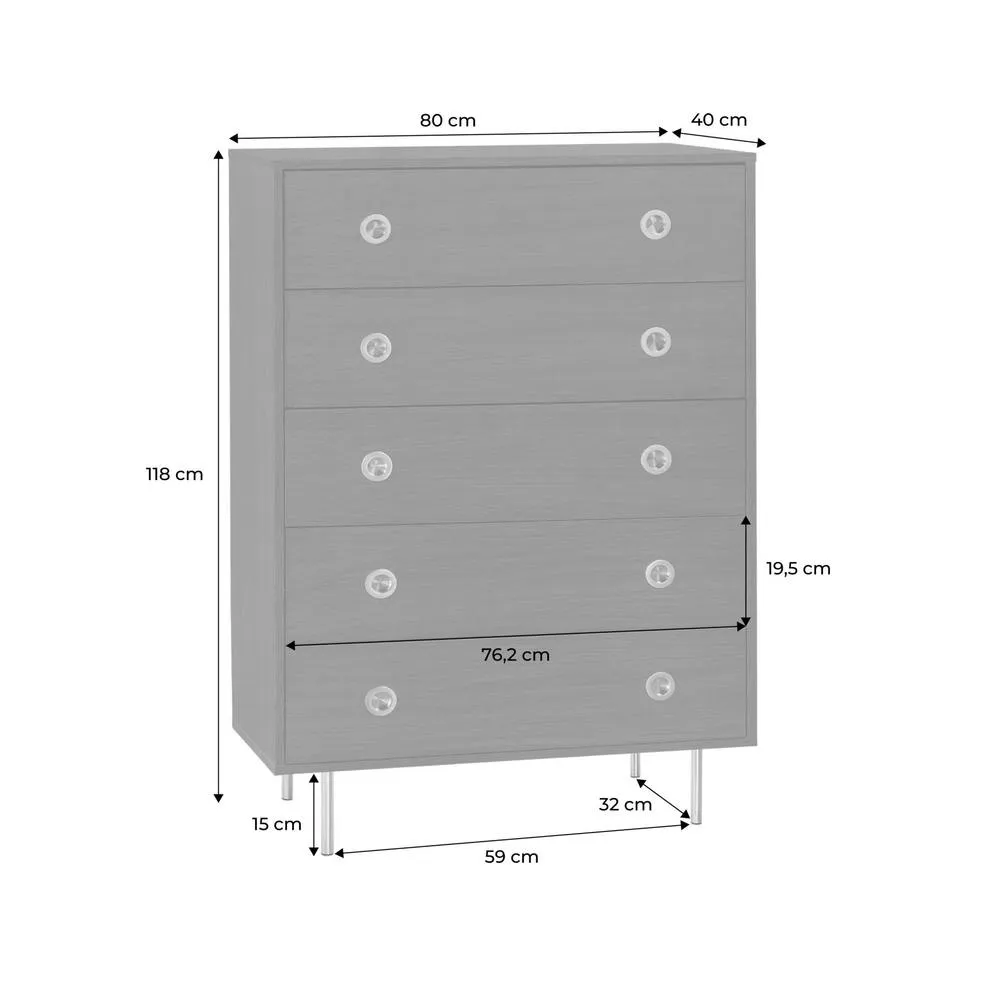 sweeek Vintage chest of drawers with wood decor & stainless steel, 5 in Dark Brown 4