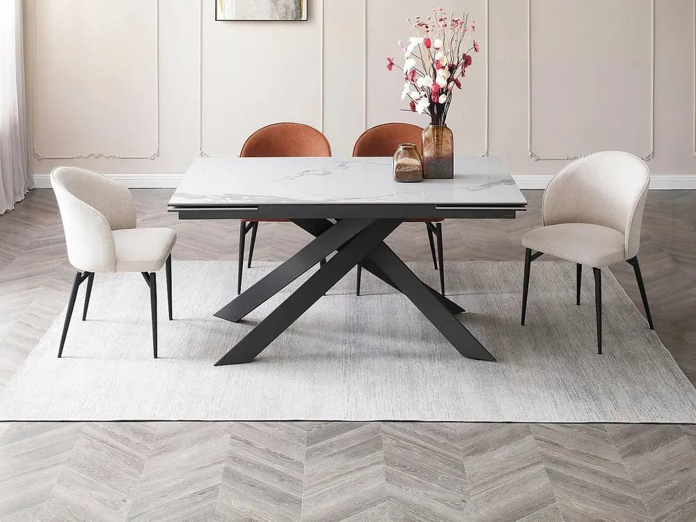 Vente-unique 6 - 10 Seater Extendable Dining Table In Ceramic & Metal - White and in Grey