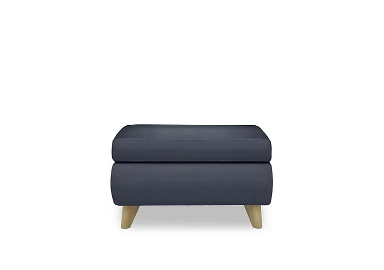Malmo Leather Coffee Table Storage Footstool - BV Ocean Blue