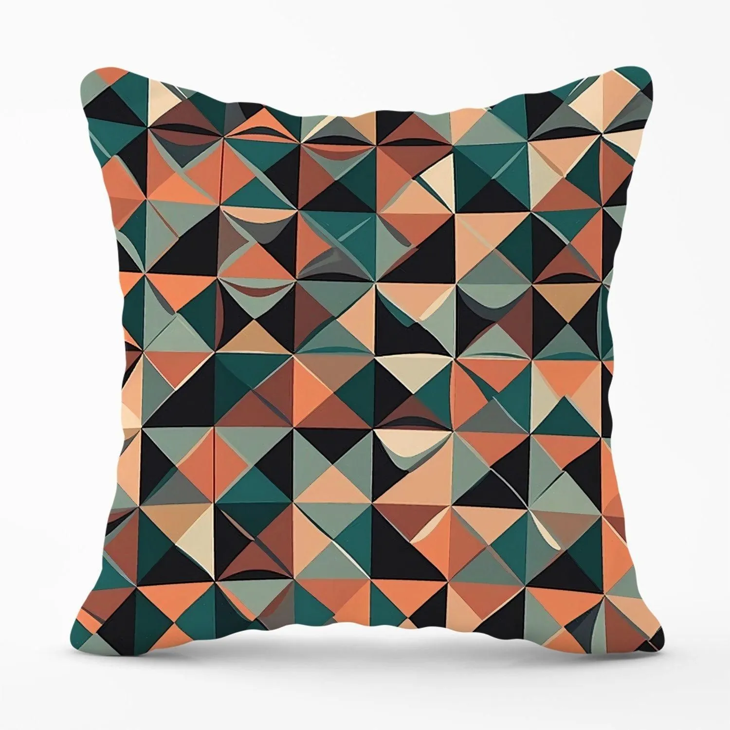 Warren Reed - Designer Geometric Print Pattern Outdoor Cushion in Green