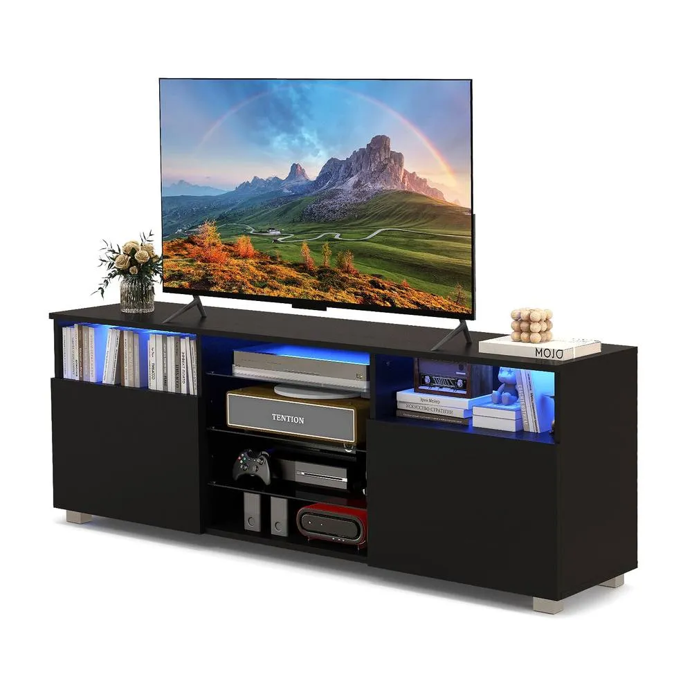 Costway TV Stand Console Table for 65 inch TV Modern Entertainment Center in Black 3