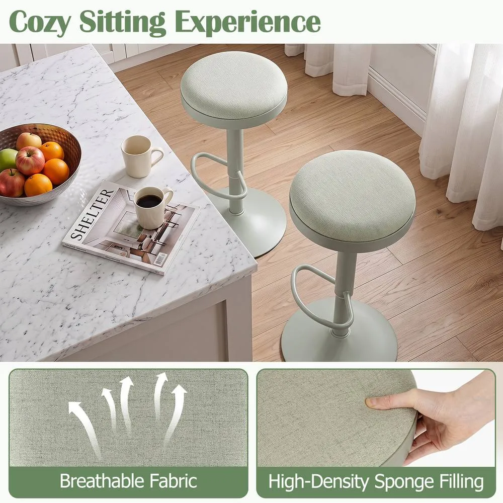 Costway Backless Counter Height Chairs Swivel Island Chairs Padded Seat in Green 5