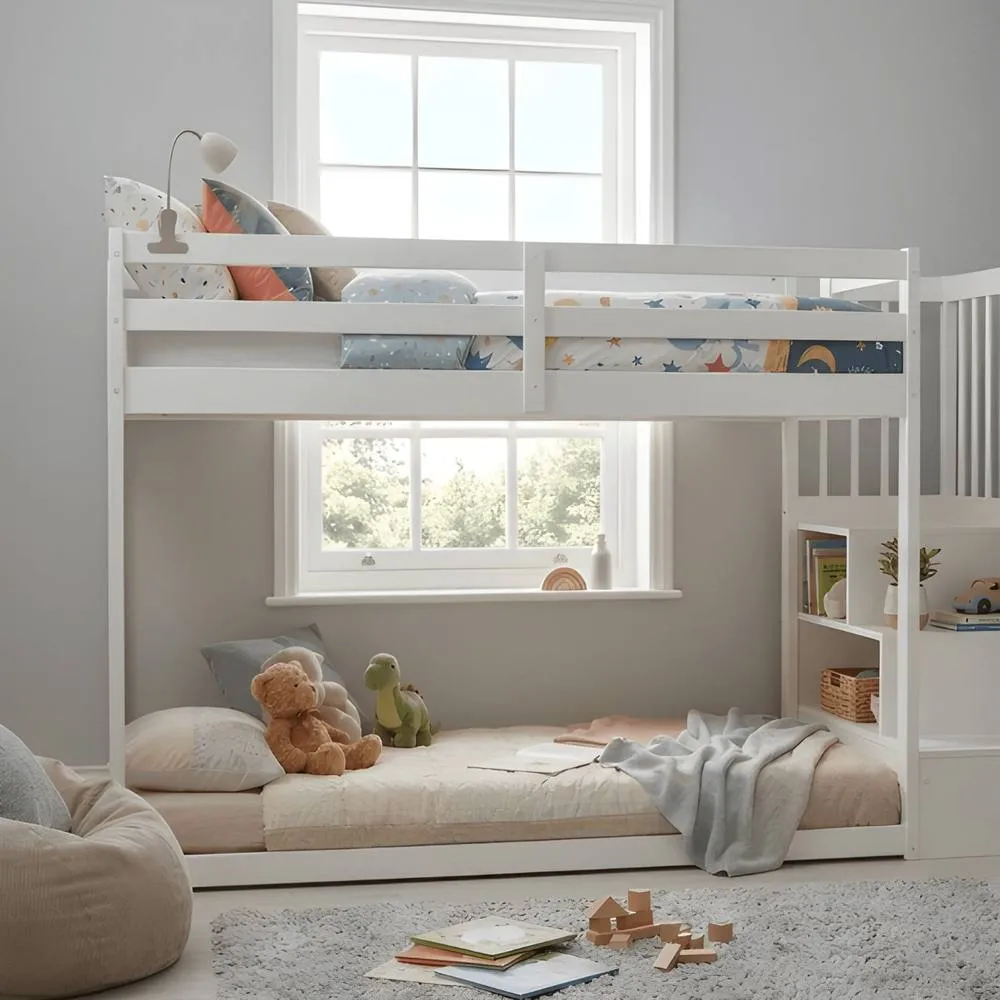 Nöa and Nani Nia Bunk Bed with Storage Staircase in White