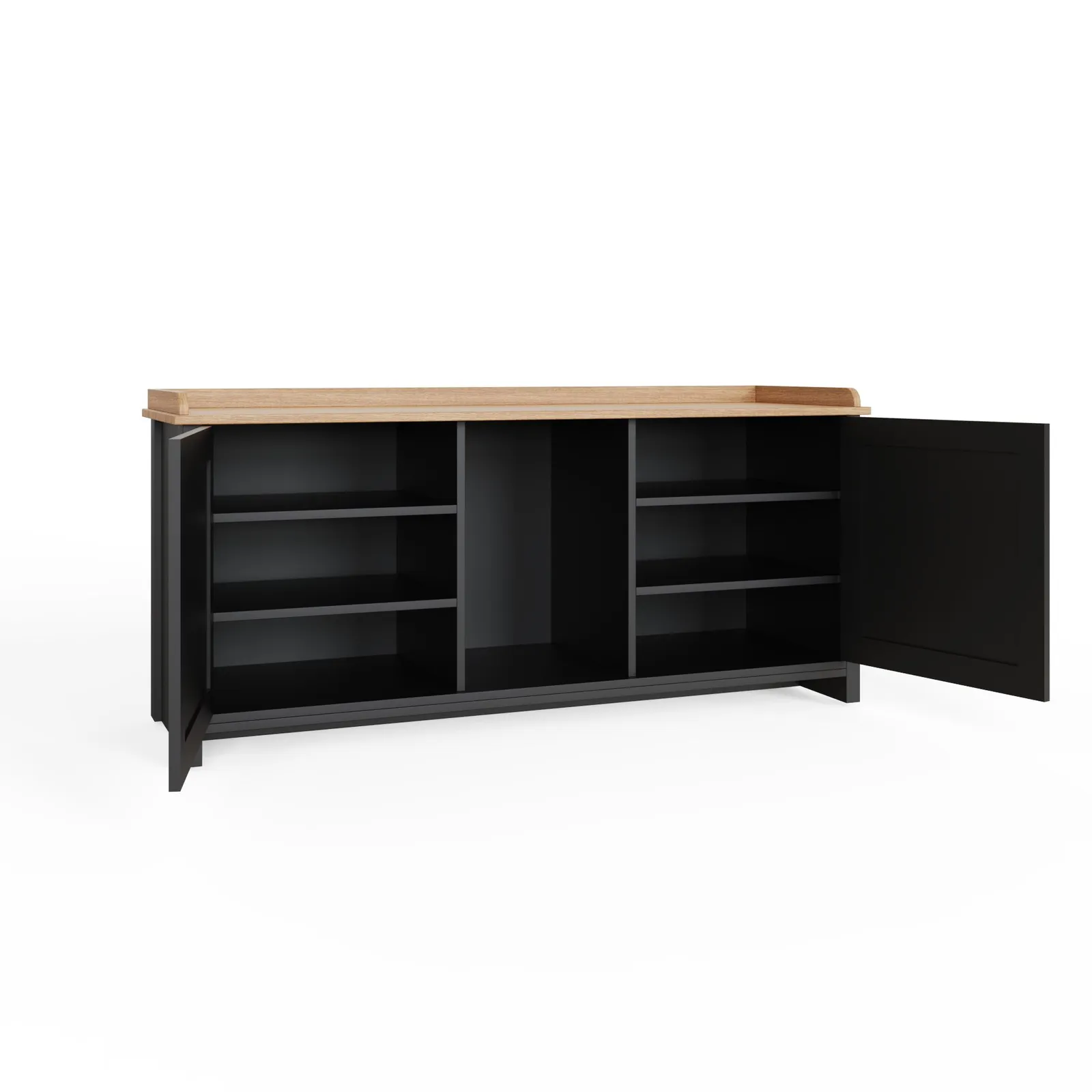 GFW Lancaster 2 Door Shoe Bench in Black 4