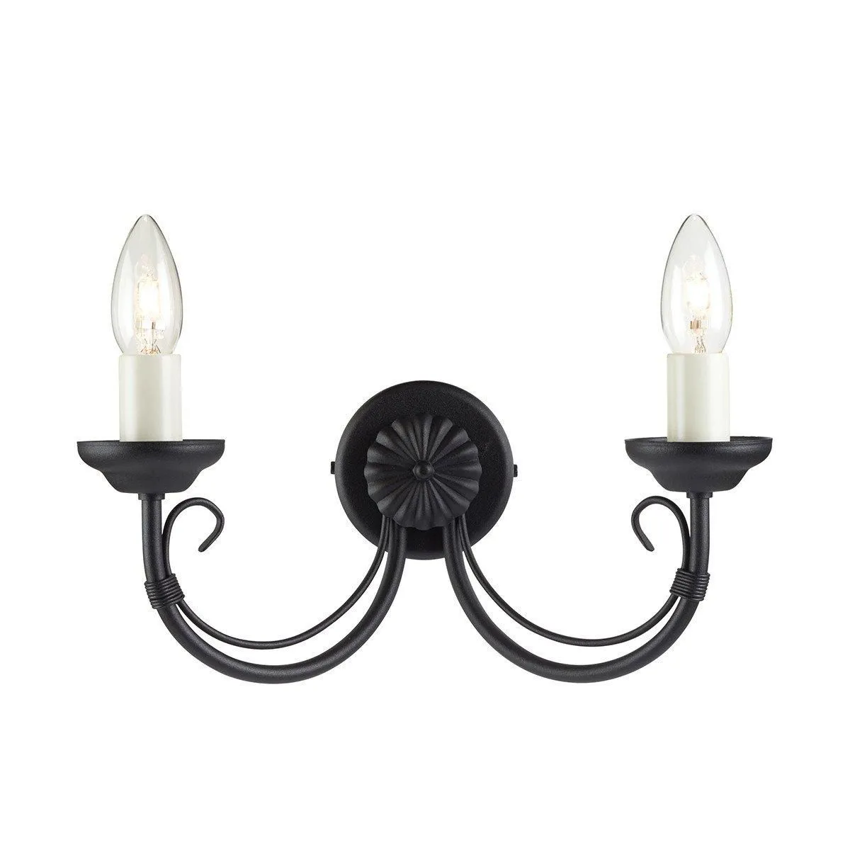 Netlighting Chartwell 2 Light Indoor Candle Wall Light Black E14
