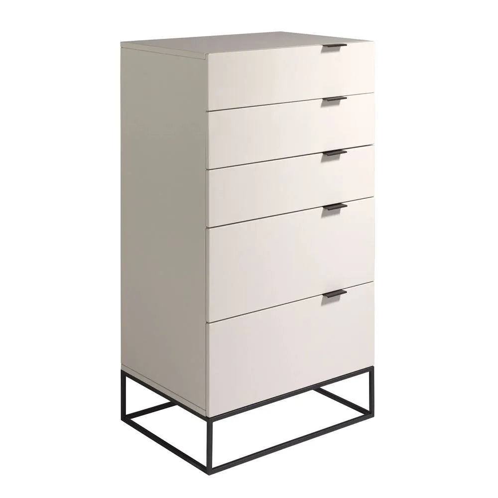 Angel Cerda Chiffonier Grey MDF with Black Steel Legs 5 Drawers